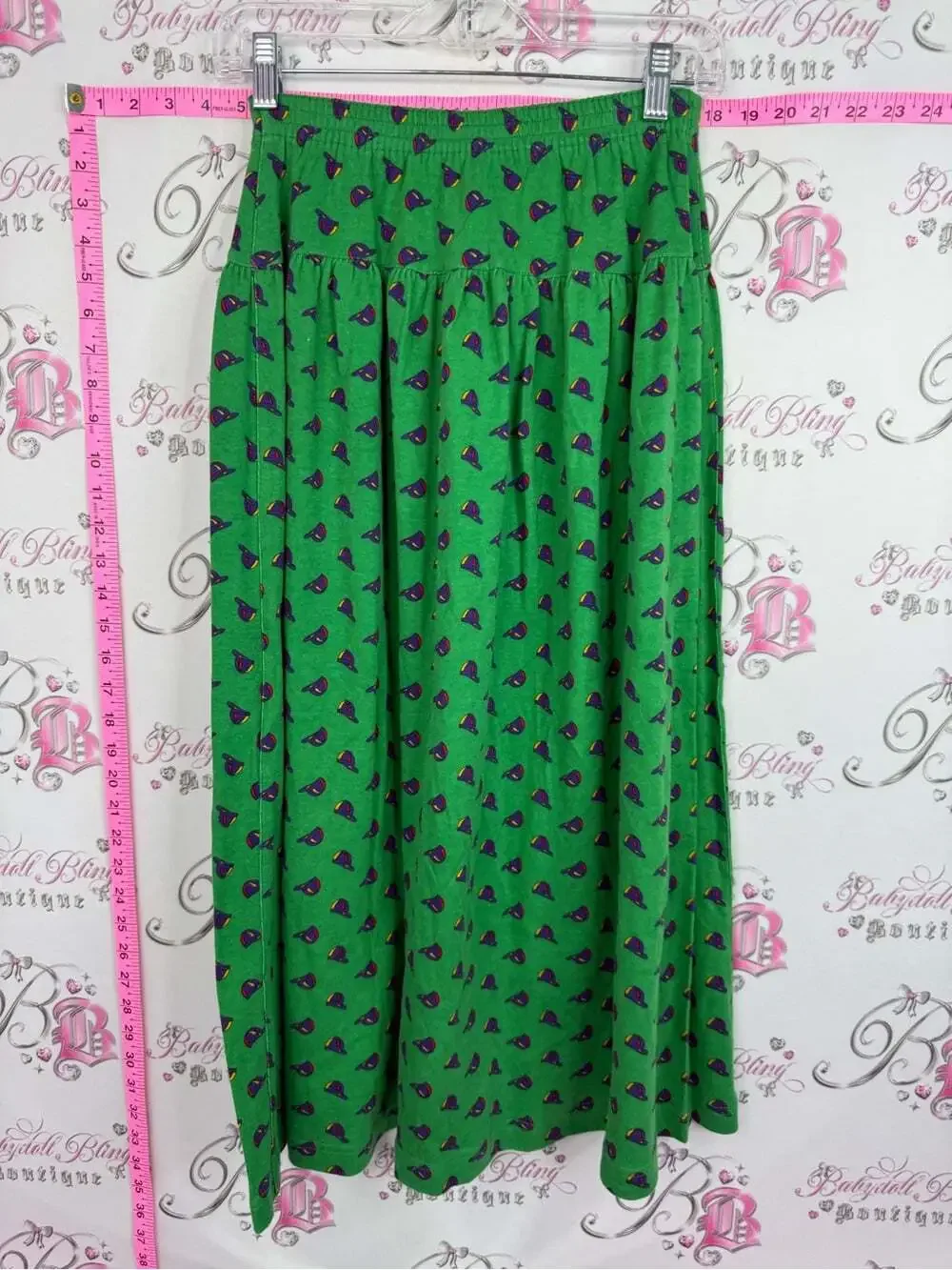 Adrienne Vittadini sport skirt hats vintage Green Maxi Skirt with Purple Print